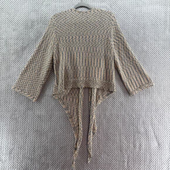 Soft Surroundings Sweater Womens L Beige Blue Knit V-Neck Wrap Cardigan LS - Picture 10 of 14